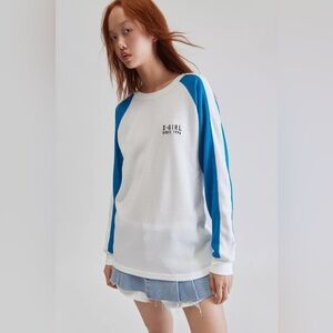 X-GIRL bicolor thermal long sleeve raglan tee